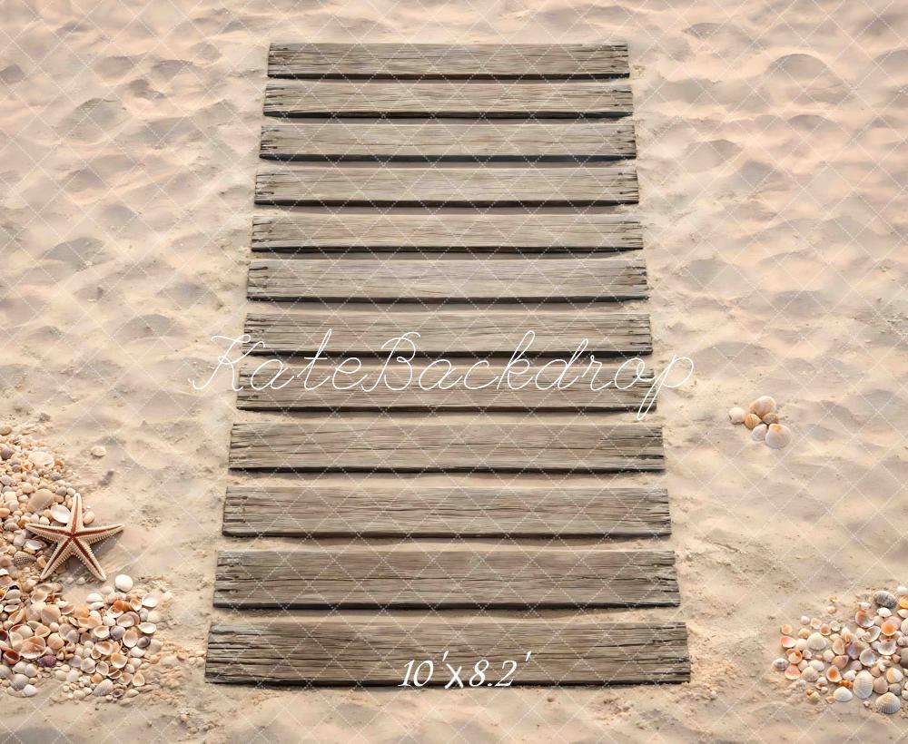 Kate Beach Wooden Planks Sand Shells Backdrop Designed by Mini MakeBelieve - Image 6