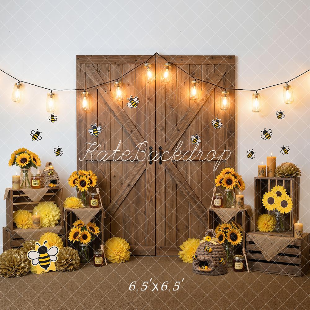 Kate Spring Bee Sunflower Wooden Crates Backdrop Designed by Emstselch - Image 2
