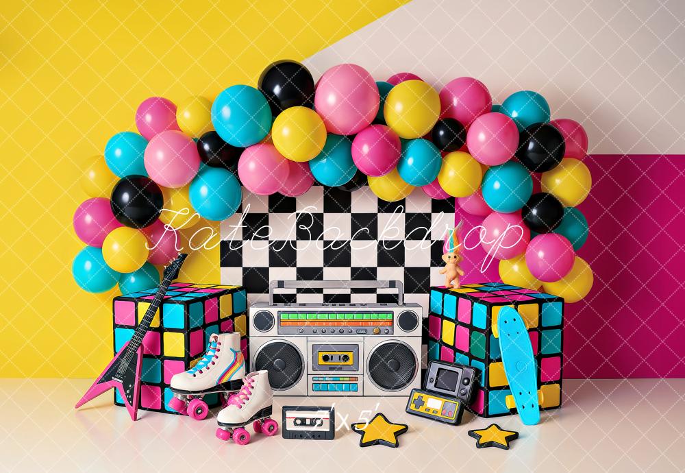 Kate Birthday 90s Retro Party Balloons Boombox Backdrop Designed by Ashley Paul