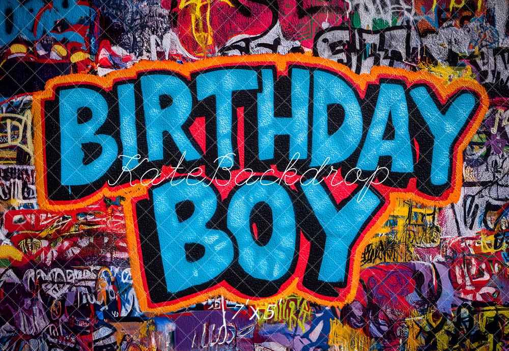 Kate Birthday Boy Graffiti Colourful Backdrop Designed by Angela Marie Photography