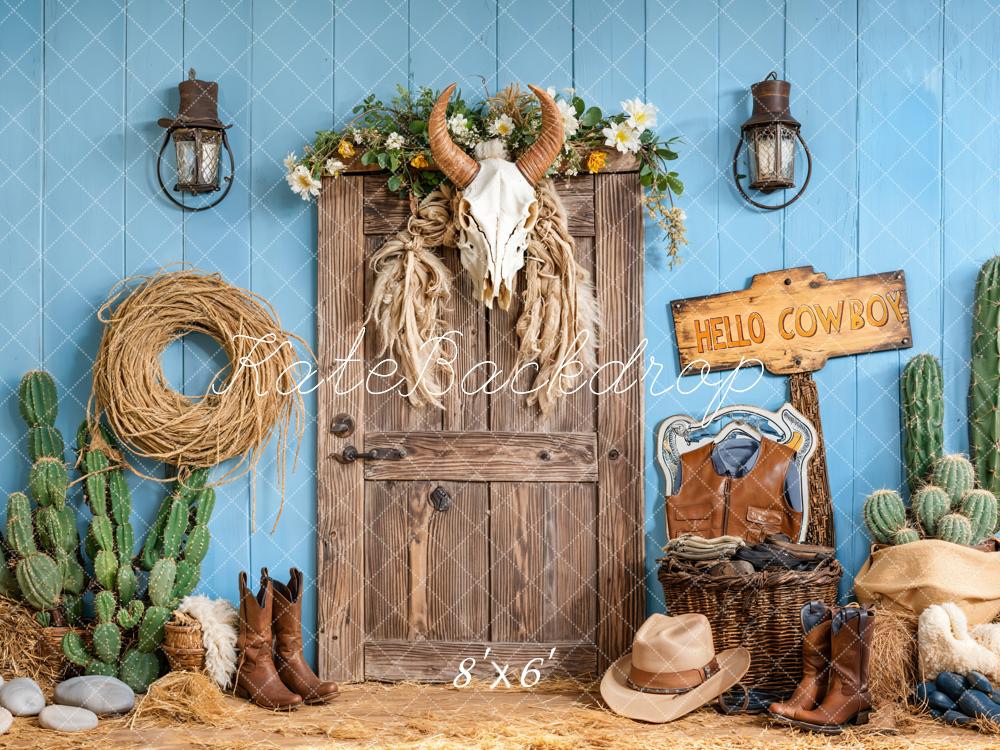 Kate Birthday Western Cowboy Cactus Door Backdrop Designed by Emetselch - Image 3