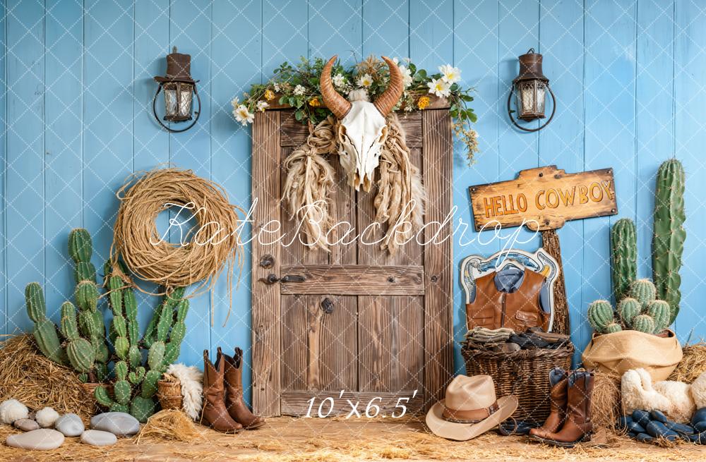 Kate Birthday Western Cowboy Cactus Door Backdrop Designed by Emetselch - Image 4