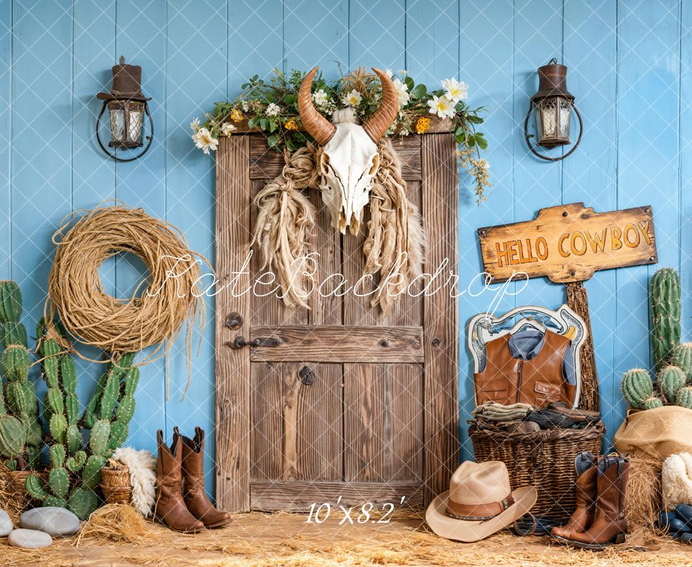 Kate Birthday Western Cowboy Cactus Door Backdrop Designed by Emetselch - Image 5