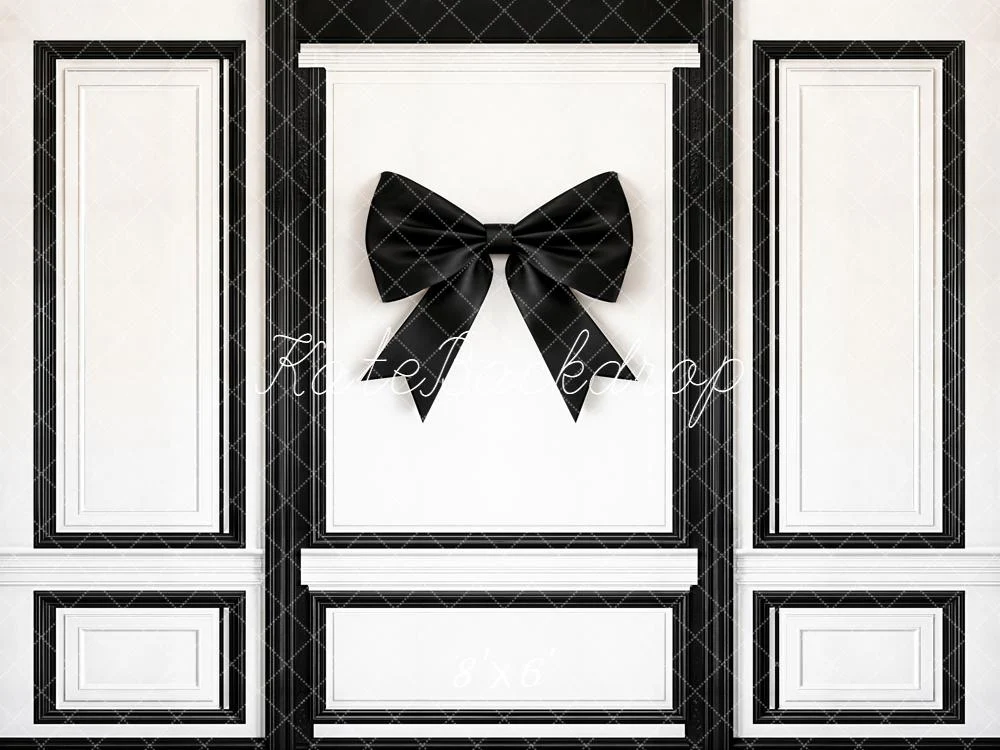 Kate Black Bow White Panel Wall Backdrop Designed by Emetselch - Image 4