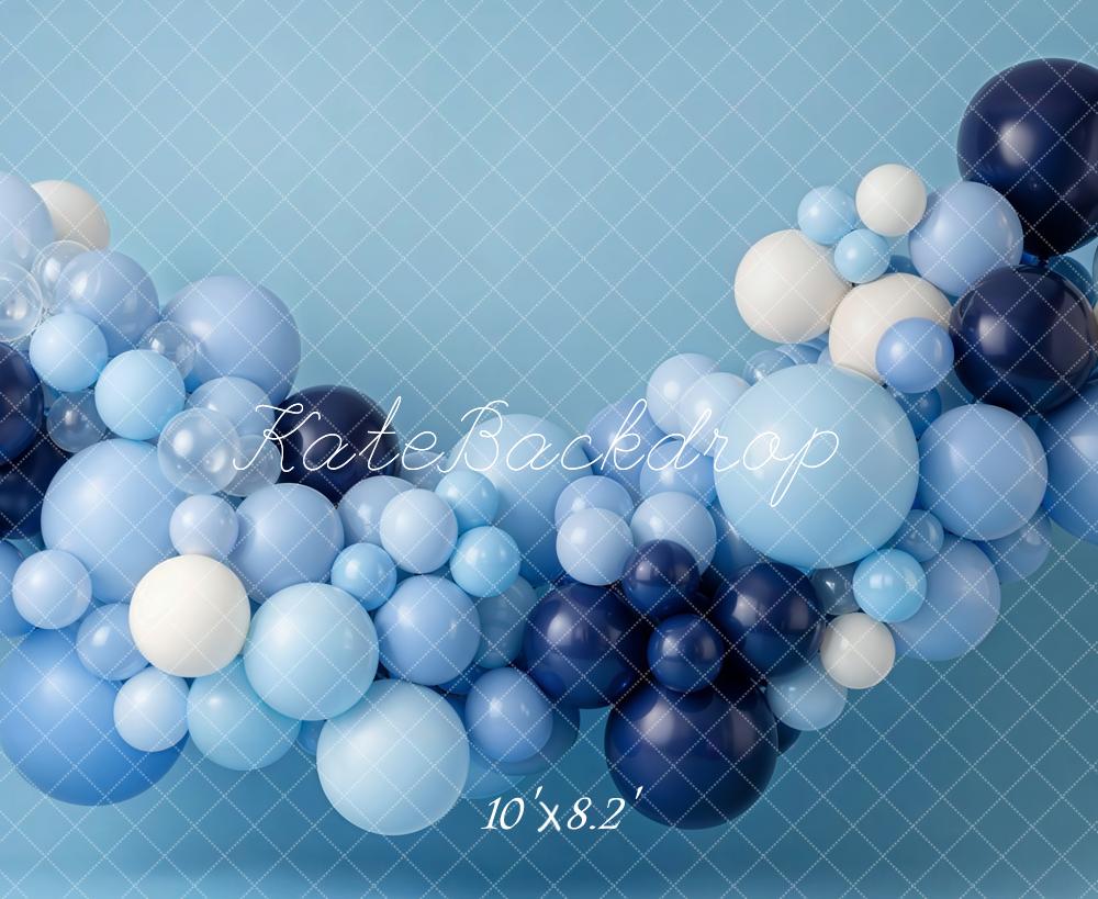Kate Blue Balloon Garland Fleece Backdrop Designed by Emetselch - Image 3