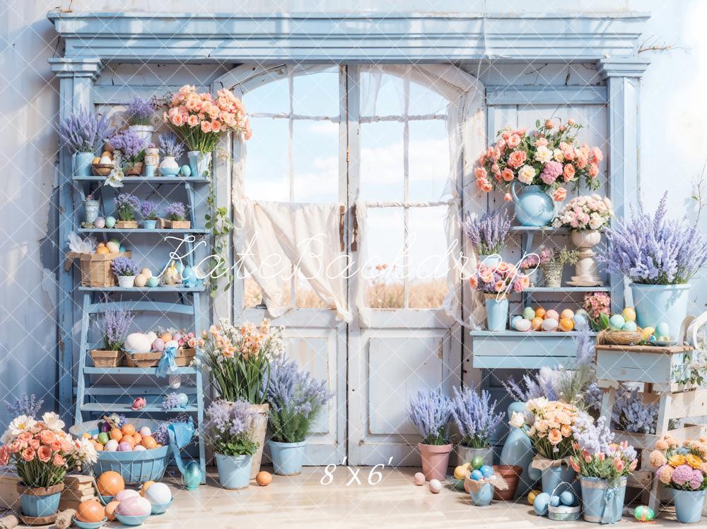 Kate Blue Easter Flowers Door Backdrop Designed by Chain Photography - Image 4