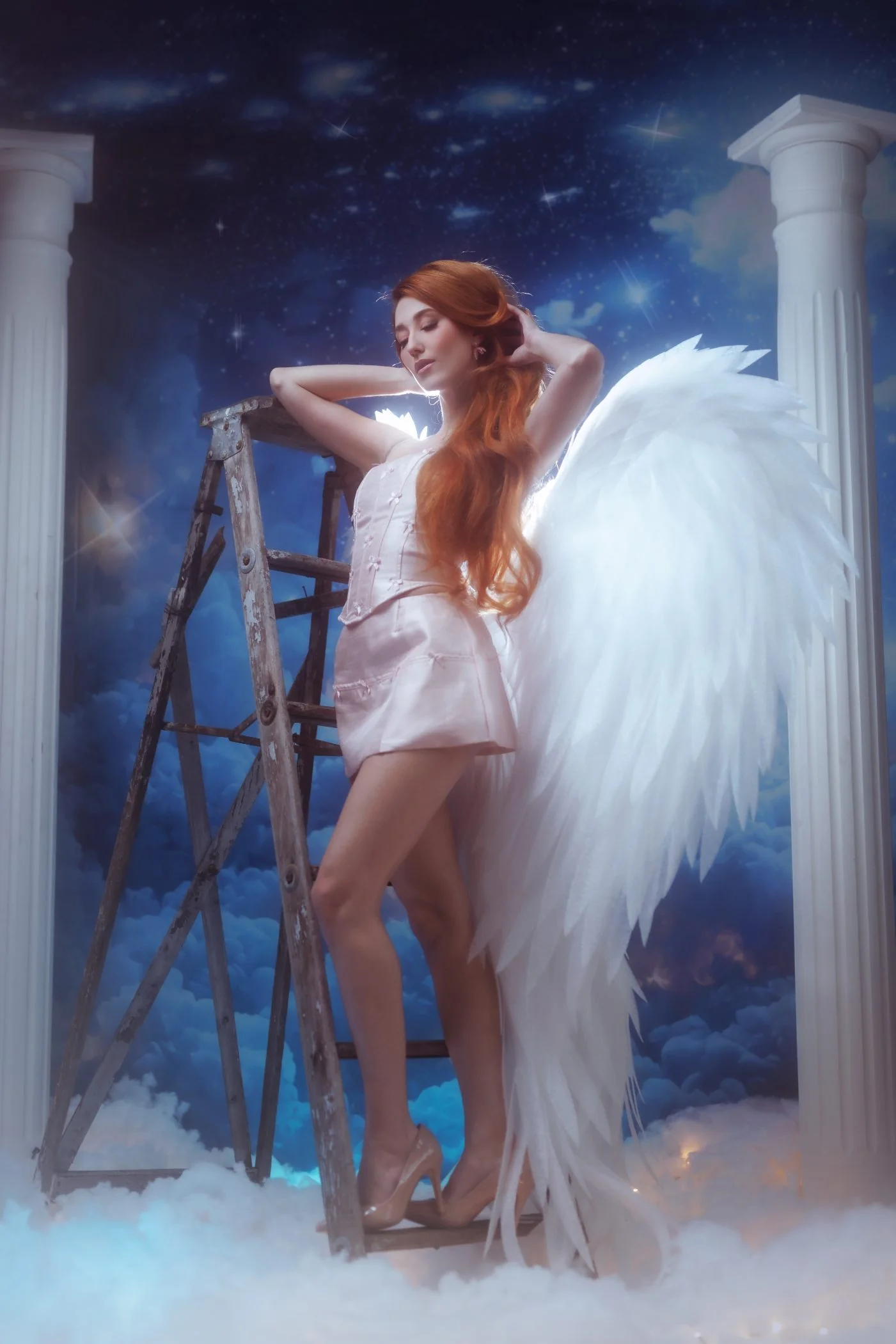 Kate Blue Fantasy Cloudy Room Backdrop Designed by Mini MakeBelieve