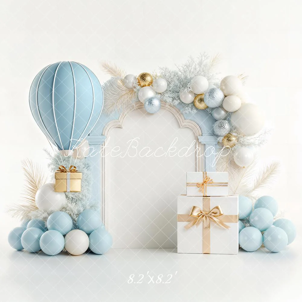 Kate Cake Smash Blue Hot Air Balloon Arch Backdrop Designed by Chain Photography - Image 5