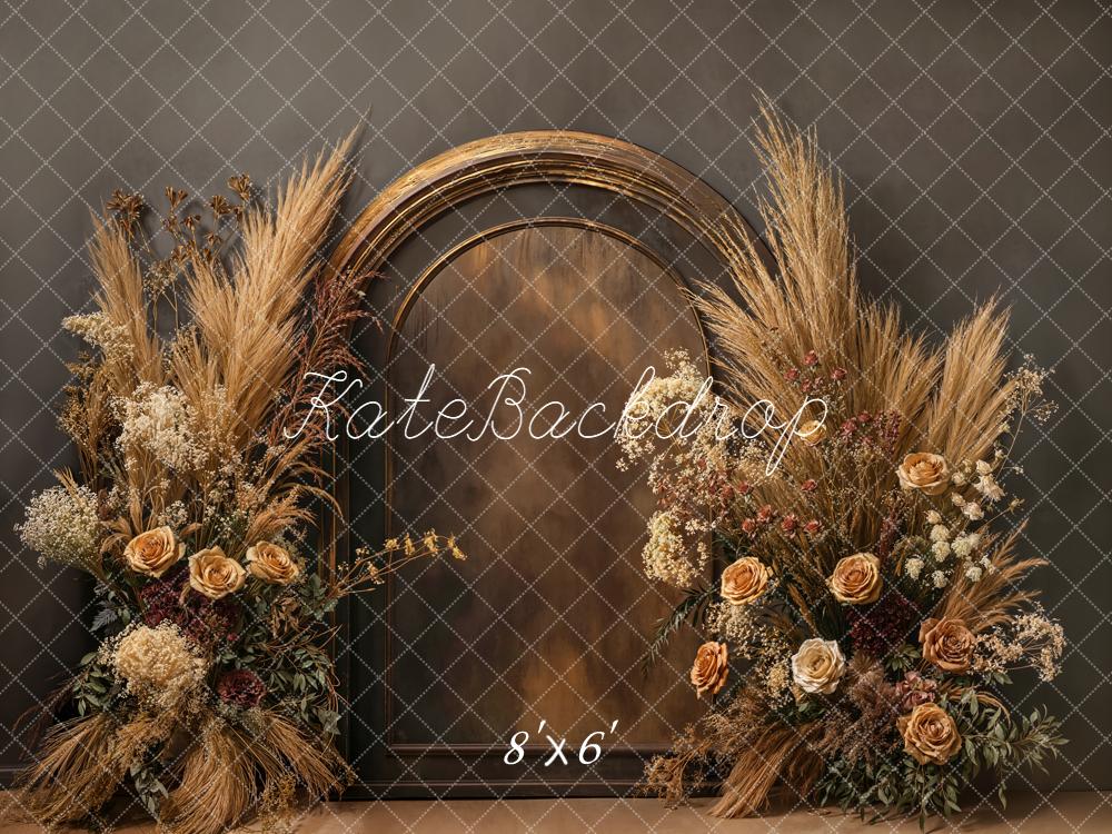 Kate Bohemian Arch Dried Roses Fleece Backdrop Designed by Emetselch