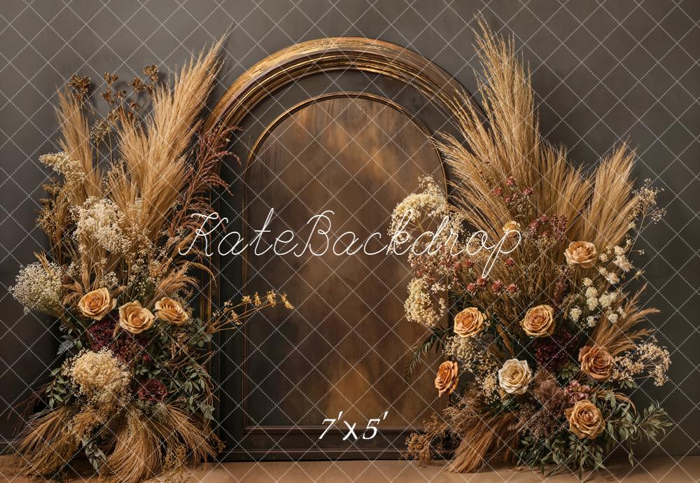 Kate Bohemian Arch Pampas Grass Dried Floral Backdrop Designed by Emetselch