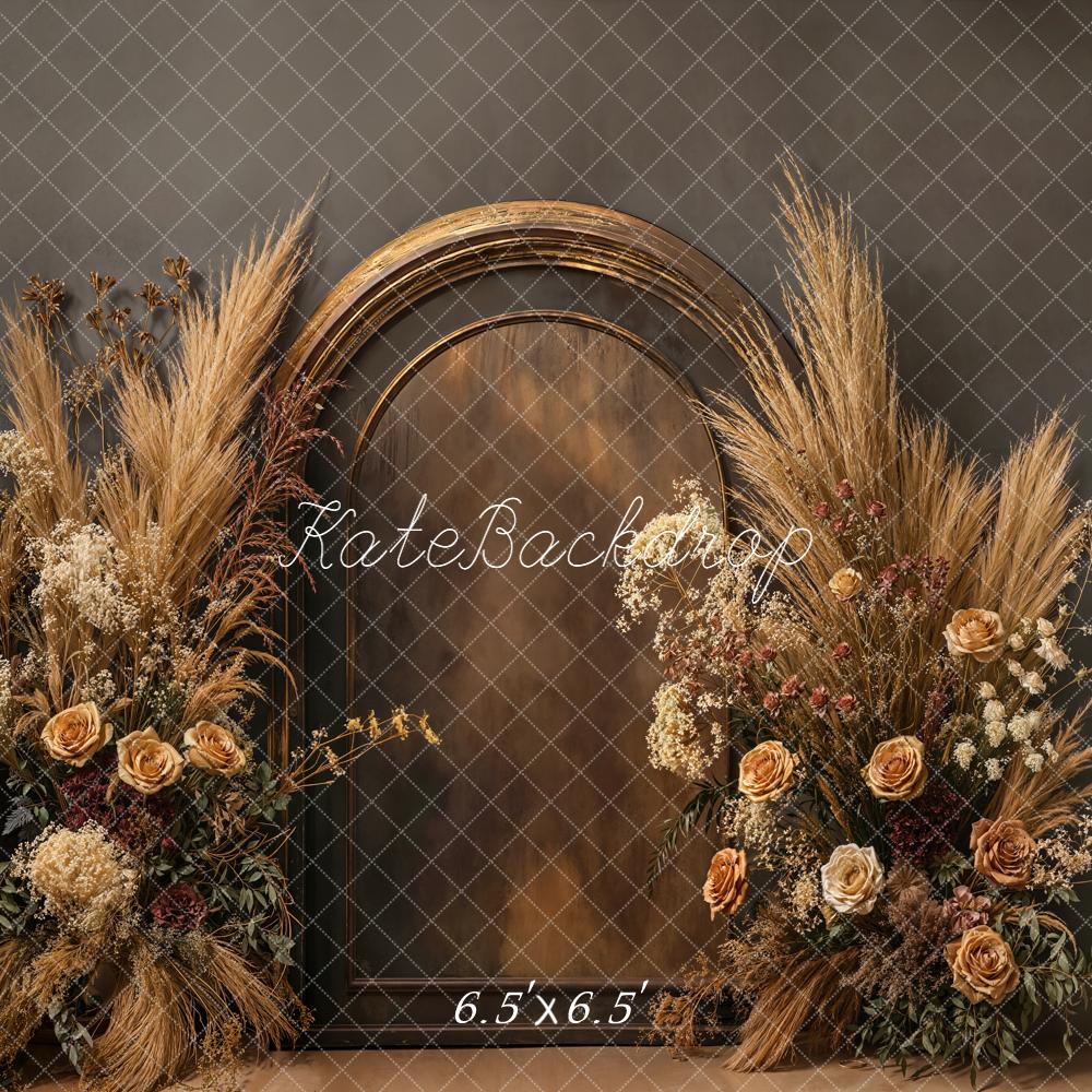 Kate Bohemian Arch Pampas Grass Dried Floral Backdrop Designed by Emetselch - Image 2