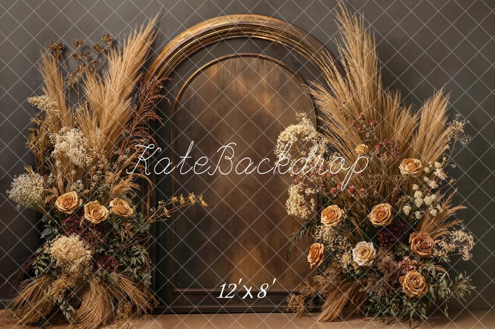 Kate Bohemian Arch Pampas Grass Dried Floral Backdrop Designed by Emetselch - Image 8