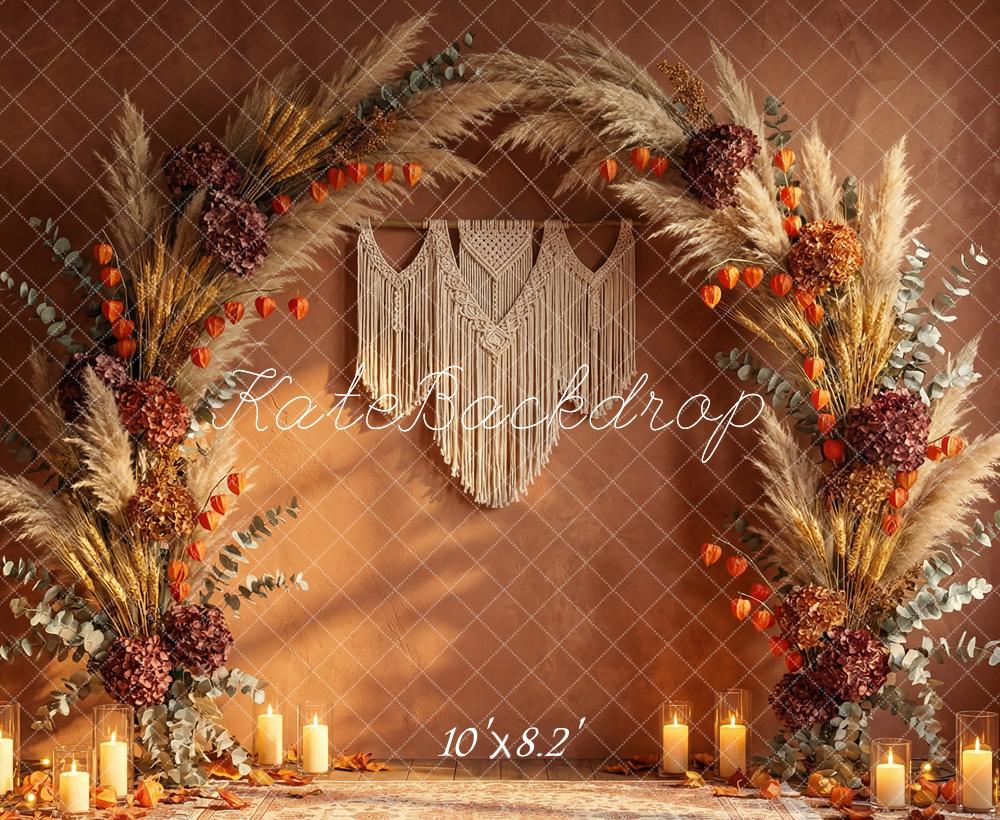 Kate Boho Arch Dried Pampas Grass Candles Backdrop Designed by Happy Squirrel Design - Image 6
