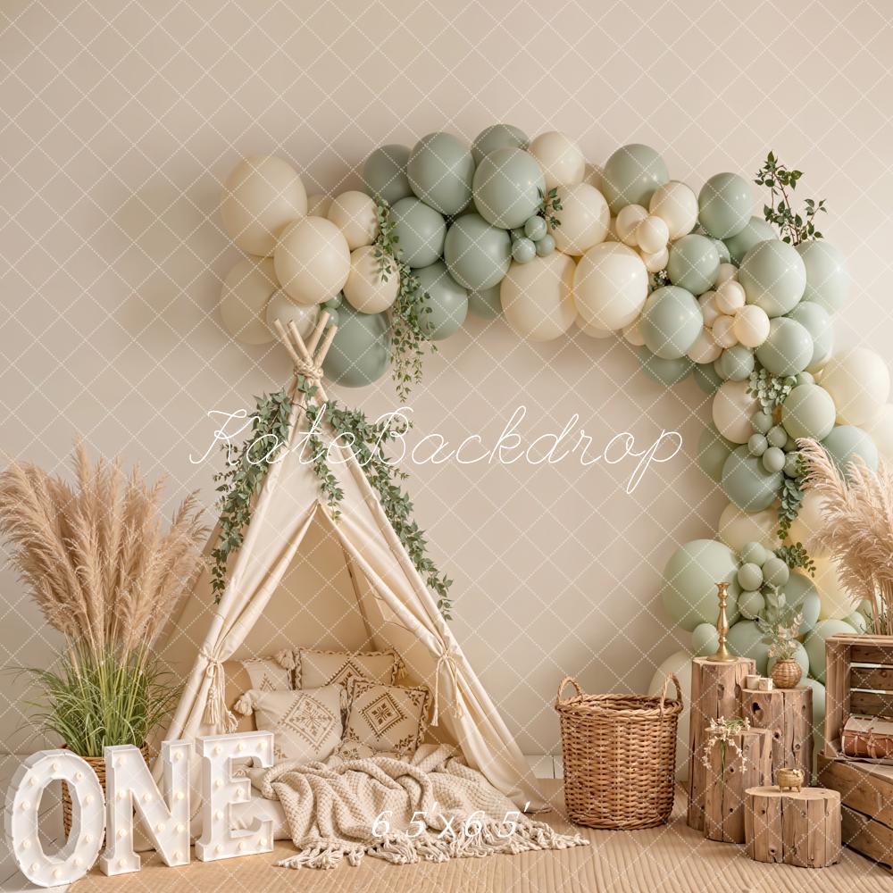 Kate Boho Balloon Arch Teepee Pampas Backdrop Designed by Emetselch - Image 2