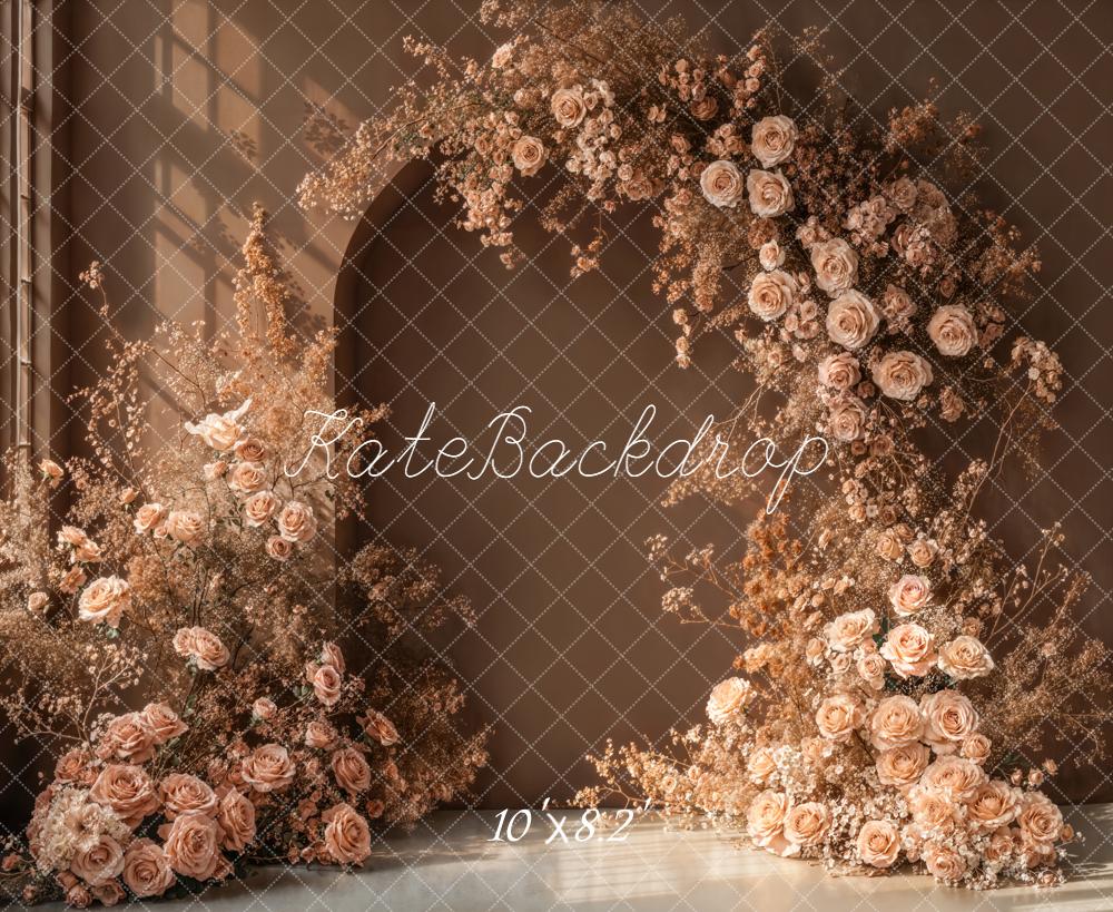 Kate Boho Beige Roses Arch Fleece Backdrop Designed by Emstselch - Image 3