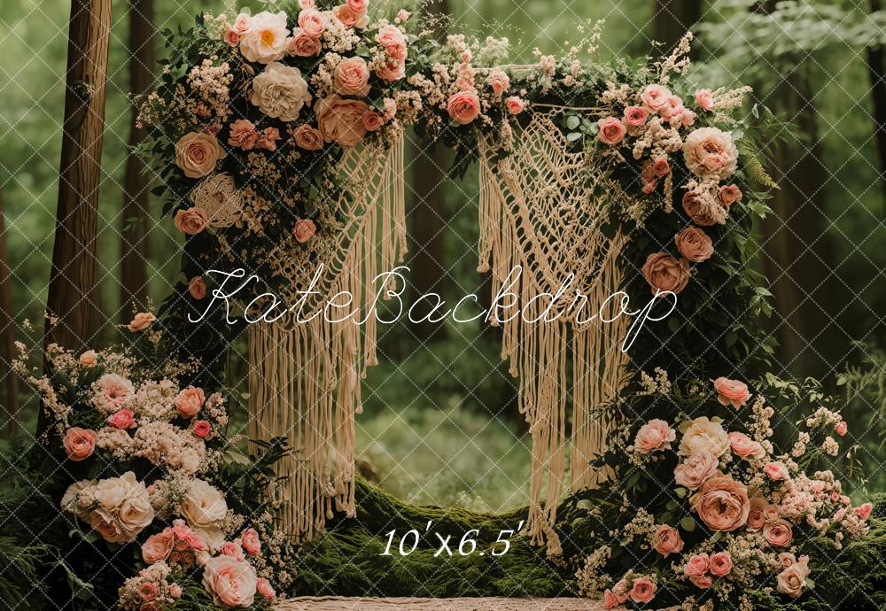 Kate Boho Floral Arch Forest Fleece Backdrop Designed by Emetselch - Image 3