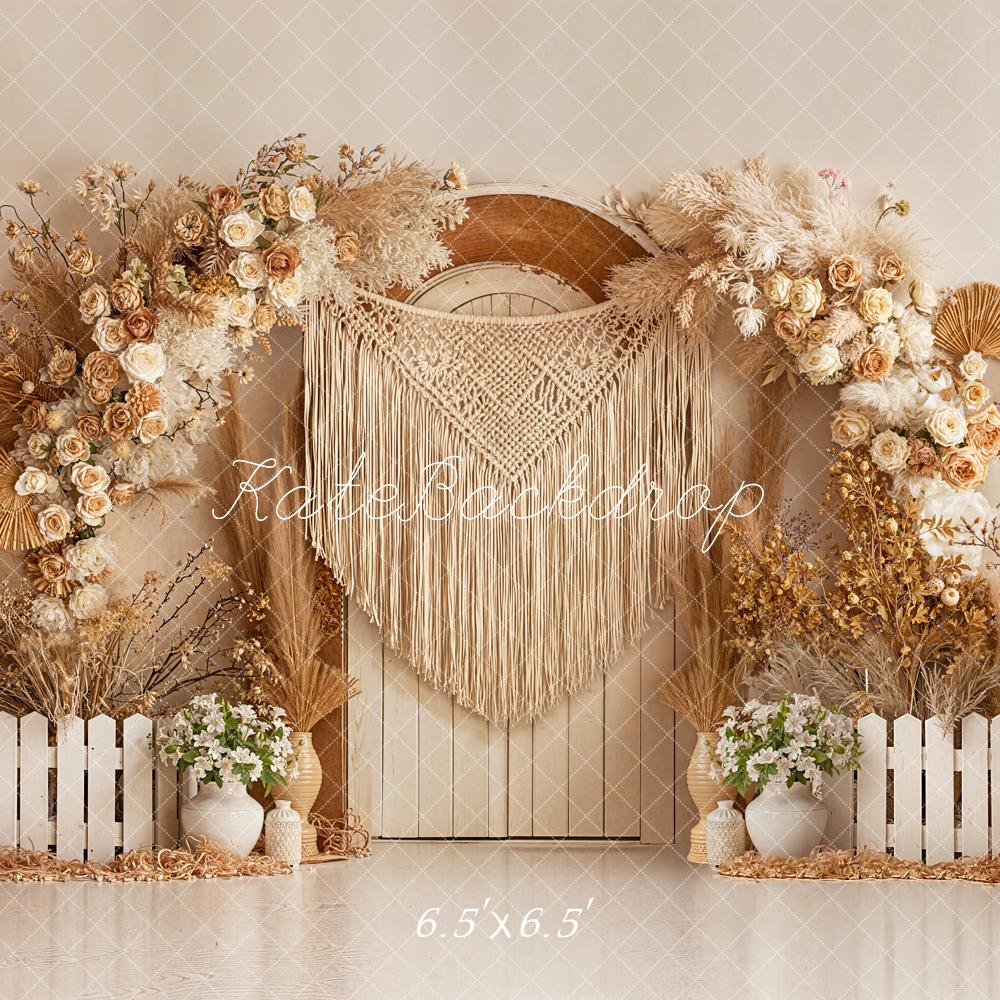 Kate Boho Floral Arch Macrame Door Backdrop Designed by Emetselch - Image 2