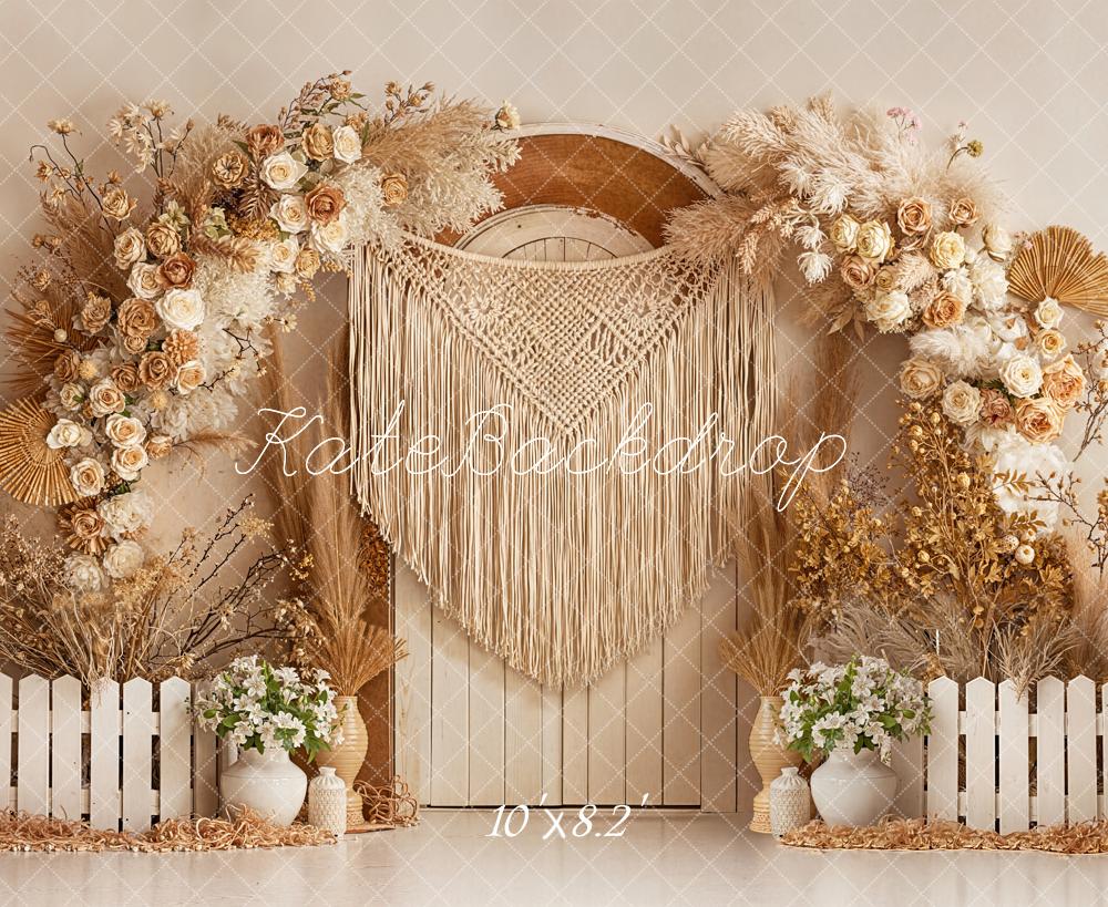 Kate Boho Floral Arch Macrame Door Backdrop Designed by Emetselch - Image 6
