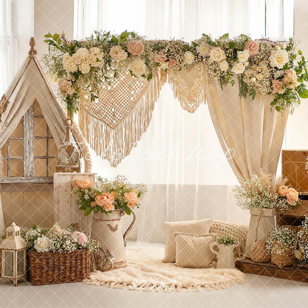 Kate Boho Floral Arch Tent Baskets Backdrop Designed by Emetselch - Image 5