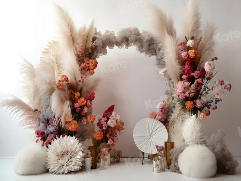 Kate Boho Floral Arch White Wall Backdrop for Photography - Image 4