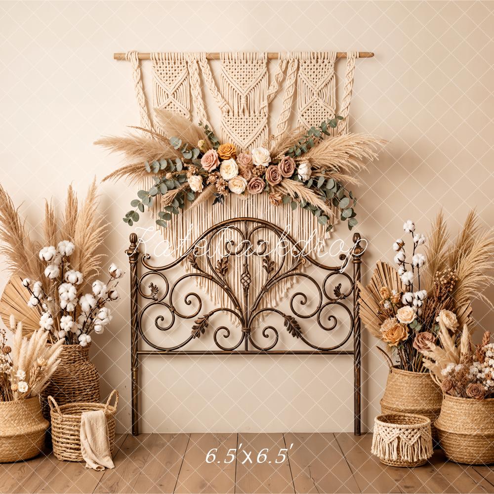 Kate Boho Headboard Dried Flowers Macrame Backdrop Designed by Emetselch - Image 2