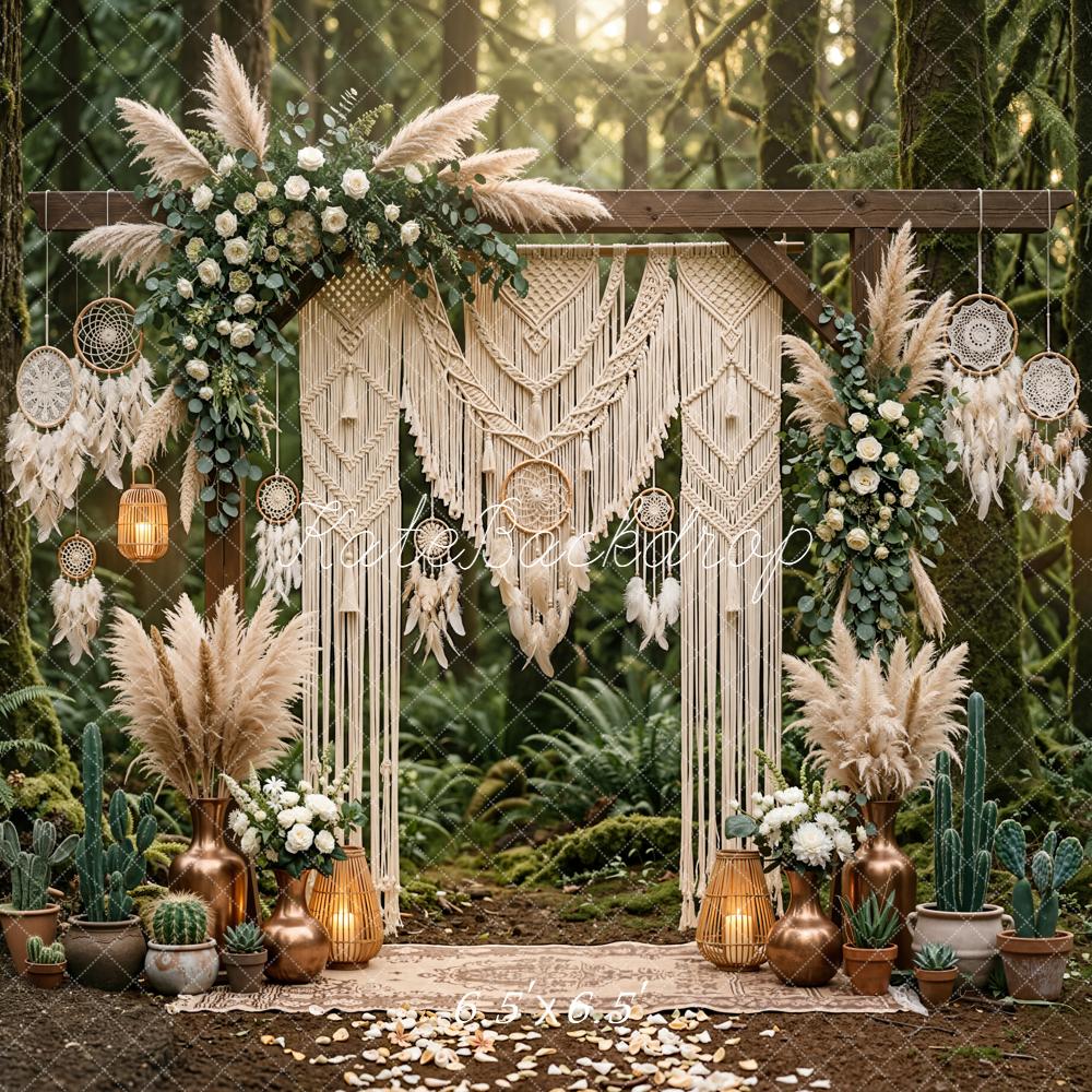 Kate Boho Macrame Arch Dreamcatcher Forest Backdrop Designed by Emetselch - Image 2