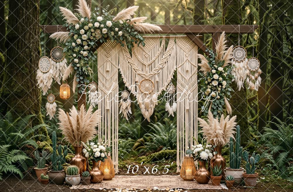Kate Boho Macrame Arch Dreamcatcher Forest Backdrop Designed by Emetselch - Image 4
