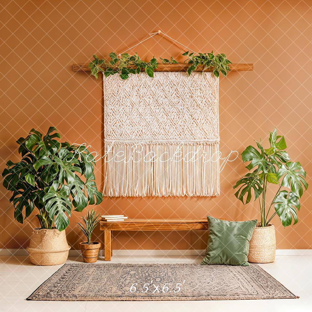 Kate Boho Macrame Bench Green Plants Backdrop Designed by Emstselch - Image 2