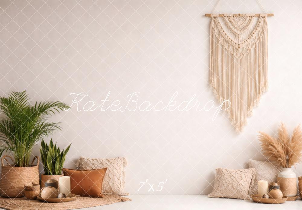 Kate Boho Macrame Cushions Neutral Plants Backdrop Designed by Vertigo Productions
