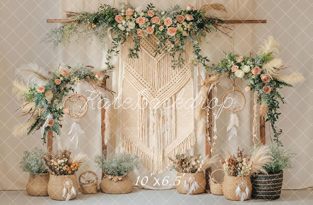 Kate Boho Macrame Dreamcatcher Floral Backdrop Designed by Emstselch - Image 6