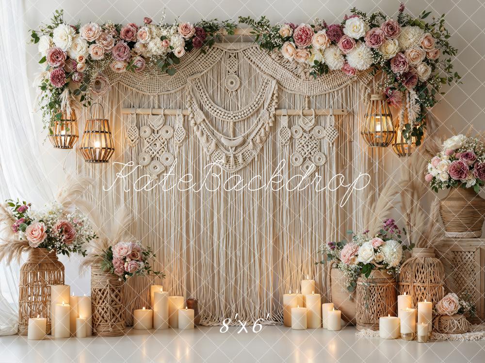 Kate Boho Macrame Floral Arrangement Candles Backdrop Designed by Emetselch - Image 3