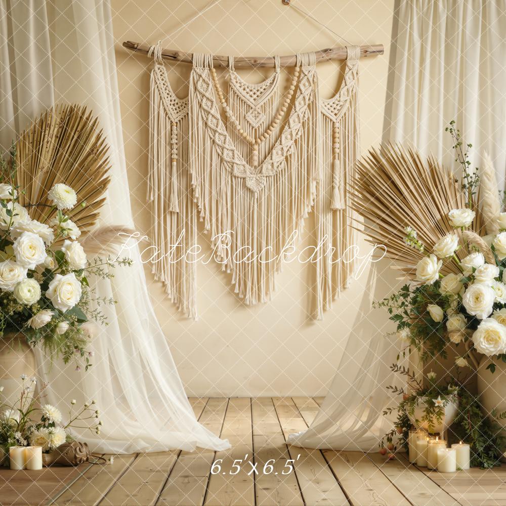 Kate Boho Macrame Floral Arrangement Neutral Backdrop Designed by Chain Photography - Image 2