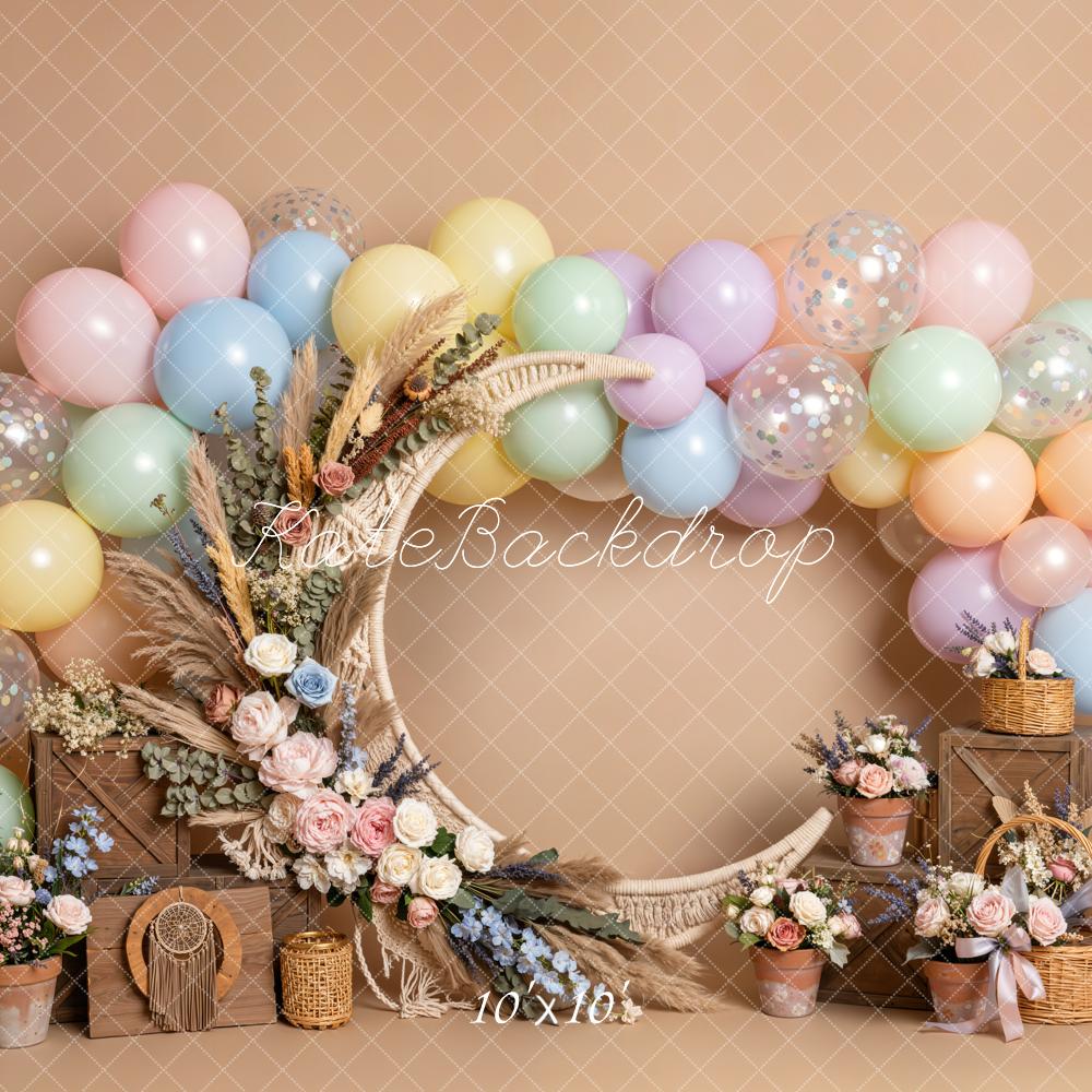 Kate Boho Pastel Balloon Floral Arrangement Backdrop Designed by Emetselch - Image 5