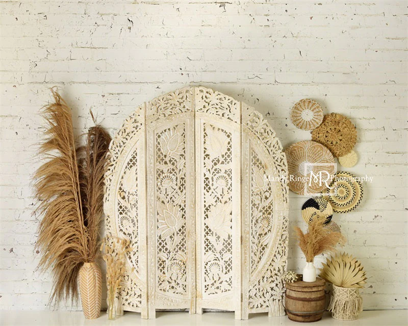 Kate Boho Screen with Pampas Grass Fleece Backdrop Designed by Mandy Ringe Photography - Image 17
