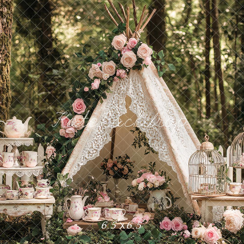 Kate Boho Teapot Party Floral Forest Spring Backdrop Designed by Ashley Paul - Image 5