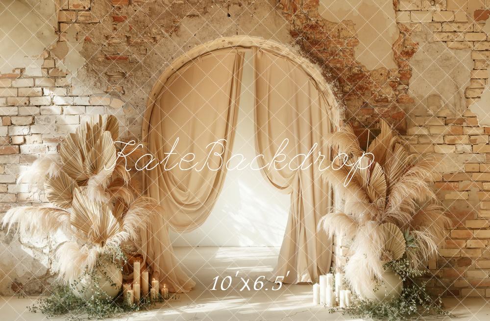Kate Boho Vintage Wall Beige Arch Backdrop Designed by Emetselch - Image 6