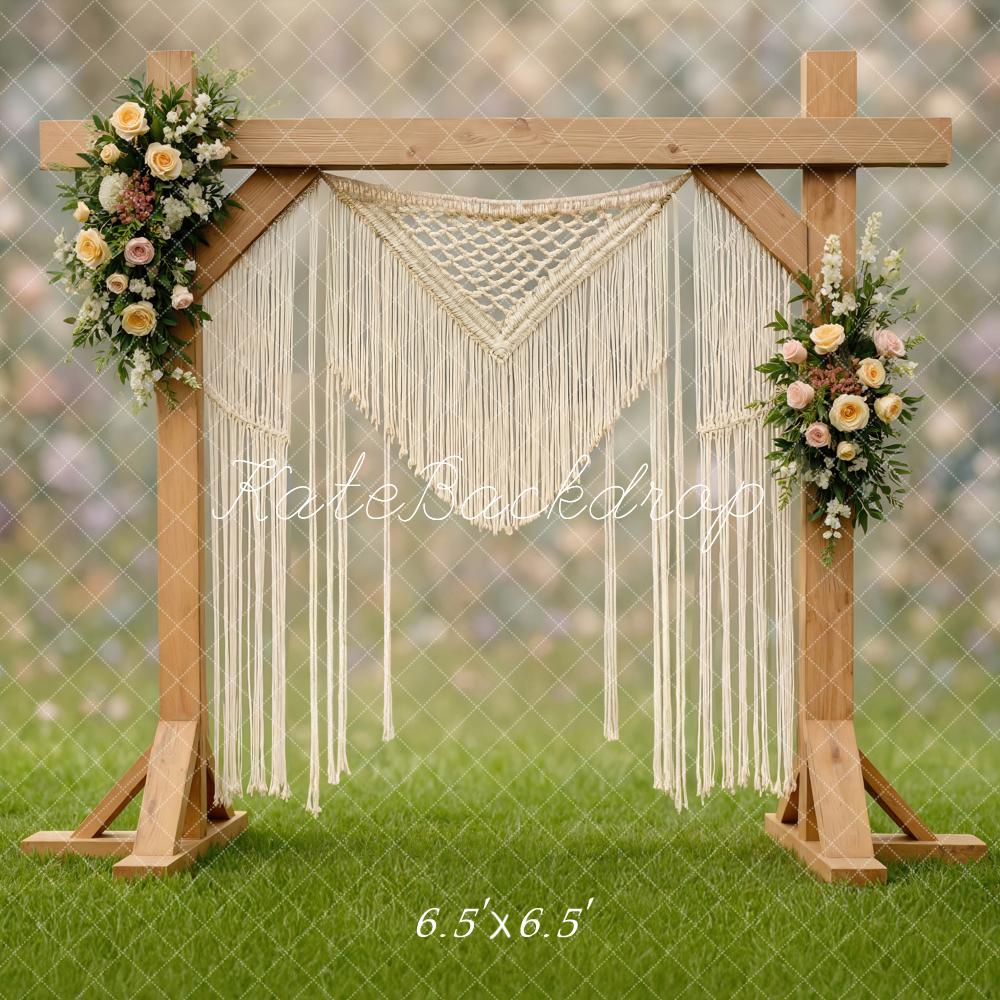 Kate Boho Wooden Arch Macrame Floral Backdrop Designed by Mini MakeBelieve - Image 2