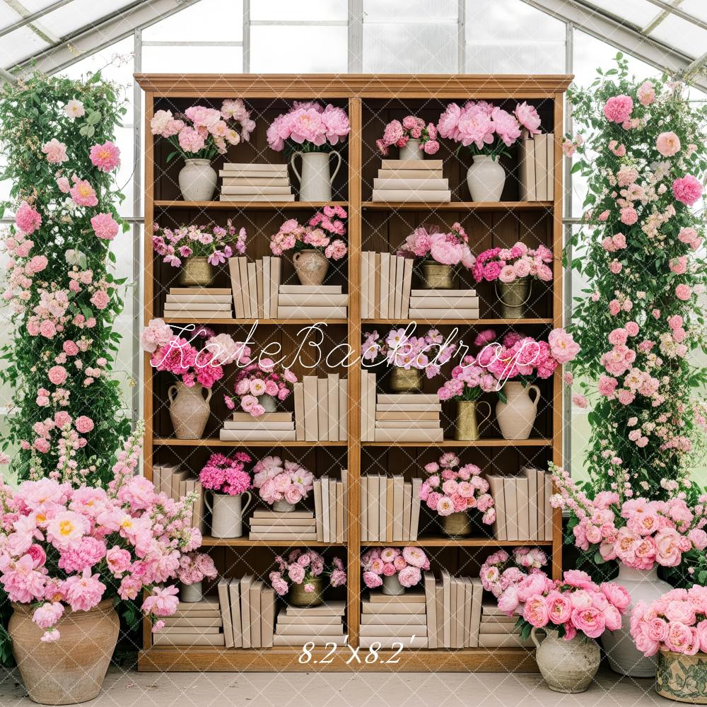 Kate Bookshelf Pink Floral Garden Backdrop Designed by Patty Robert - Image 5