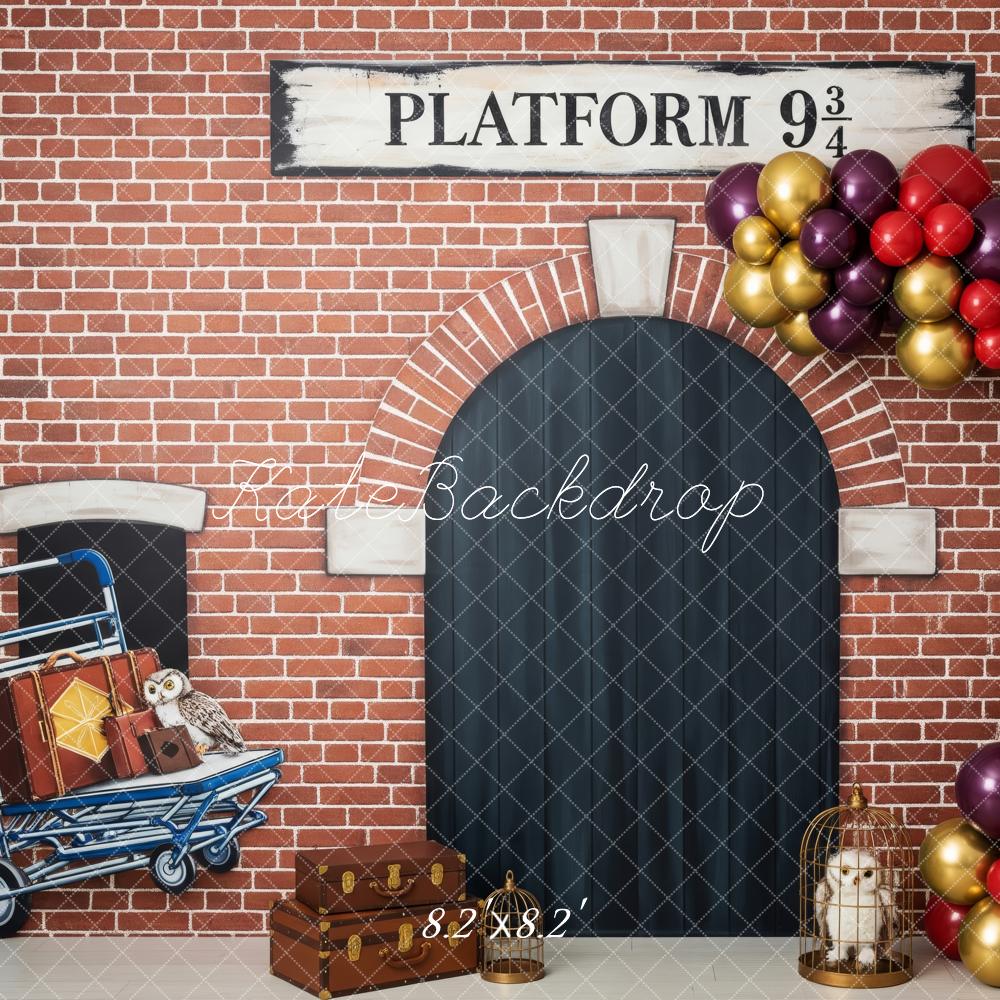 Kate Halloween Brick Wall Arch Luggage Owl Backdrop Designed by Patty Robert - Image 5