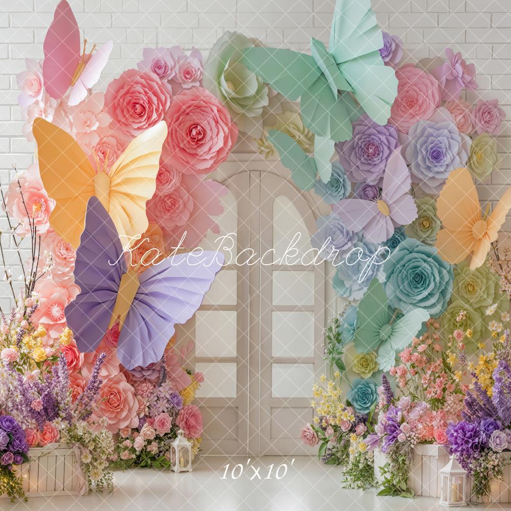 Kate Butterfly Arch White Brick Backdrop Designed by Emetselch - Image 7