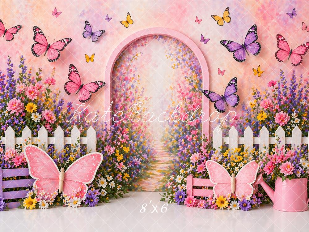 Kate Butterfly Pink Floral Fence Arch Backdrop Designed by Caitlin Lynch - Image 3