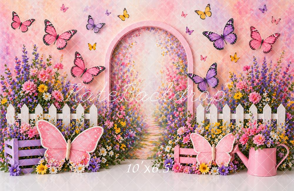 Kate Butterfly Pink Floral Fence Arch Backdrop Designed by Caitlin Lynch - Image 4