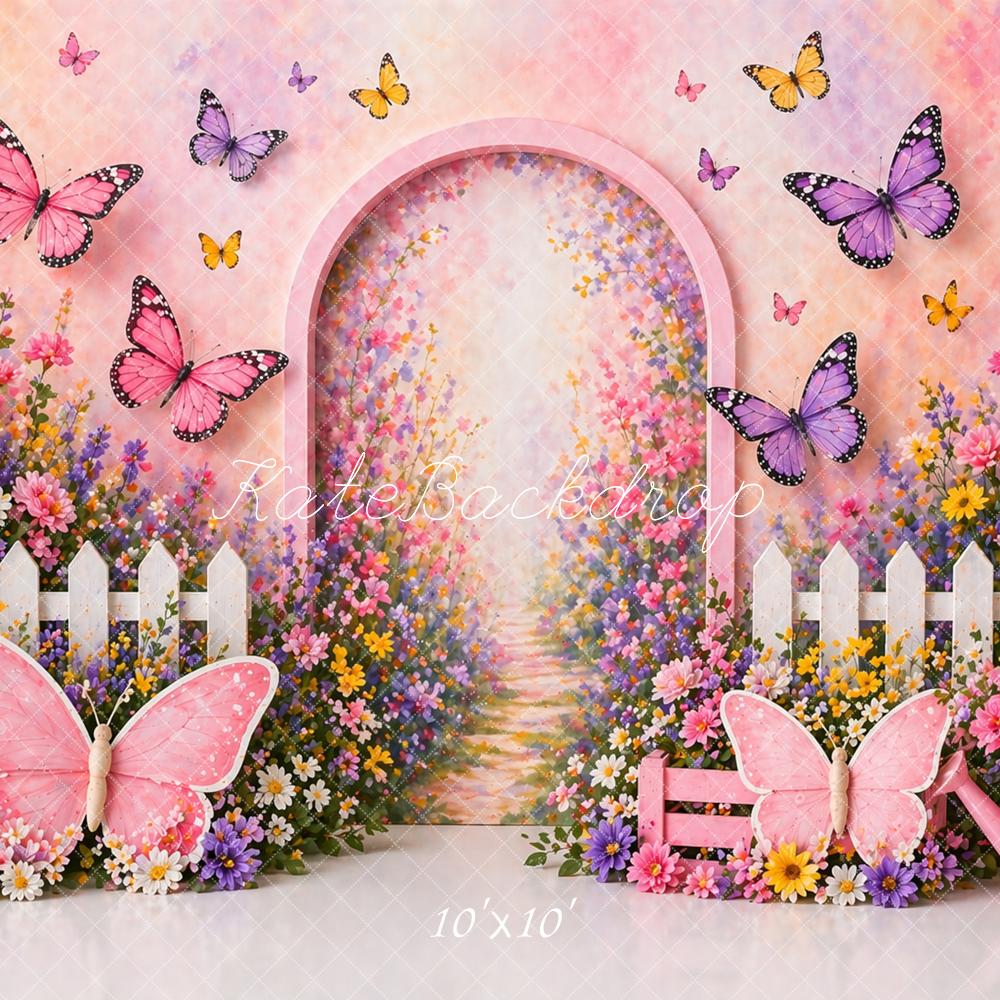 Kate Butterfly Pink Floral Fence Arch Backdrop Designed by Caitlin Lynch - Image 7
