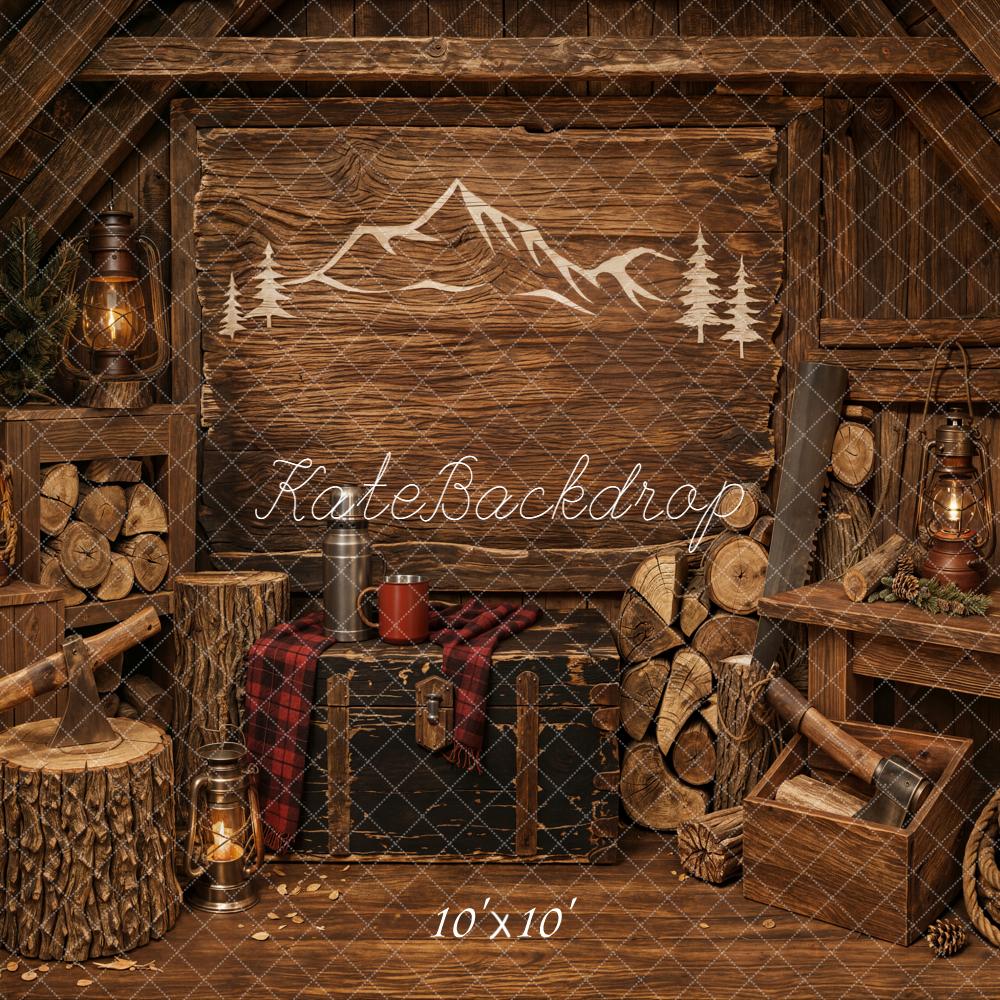 Kate Cabin Wood Logs Mountain Rustic Backdrop Designed by Emetselch - Image 7