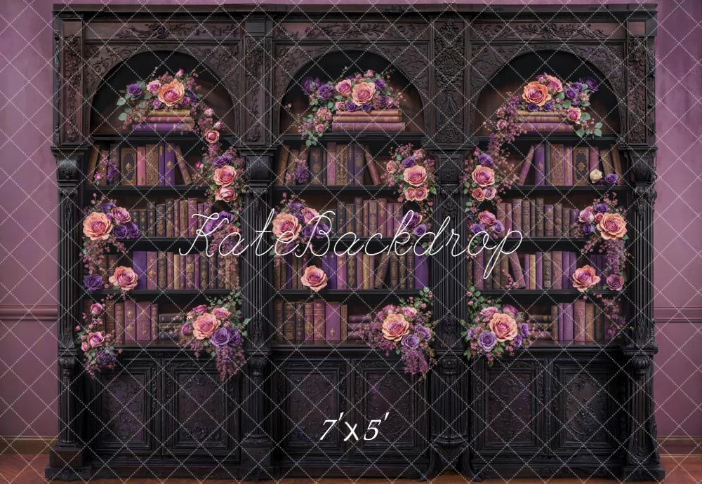 Kate Cabinet Floral Books Purple Backdrop Designed by Emetselch