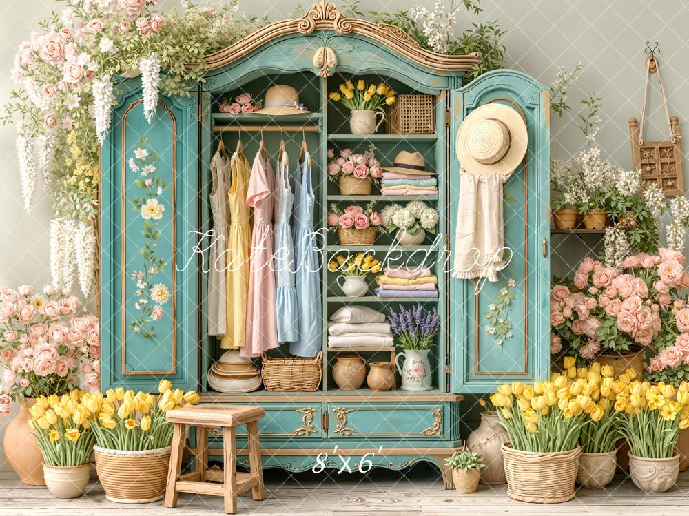 Kate Cabinet Floral Dresses Pastel Fleece Backdrop Designed by Emetselch