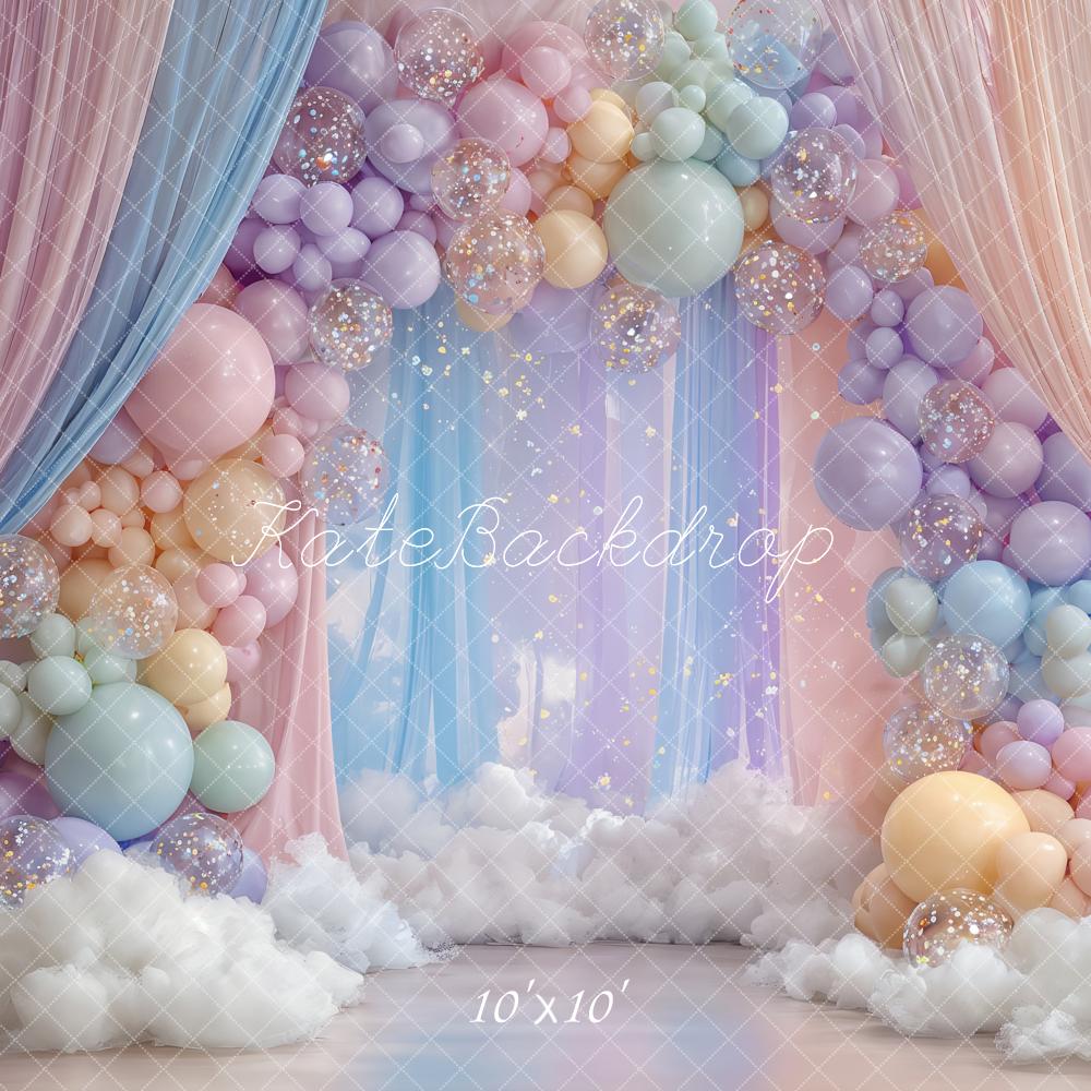 Kate Balloon Clouds Curtains Cake Smash Backdrop Designed by Ashley Paul - Image 8