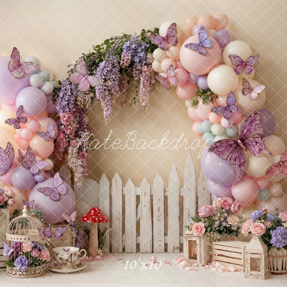 Kate Cake Smash Balloons Butterflies Fence Backdrop Designed by Emetselch - Image 7