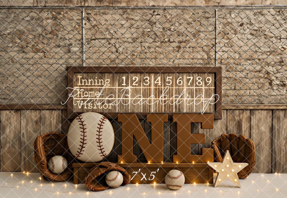 Kate Cake Smash Baseball Rustic Backdrop Designed by Ashley Paul