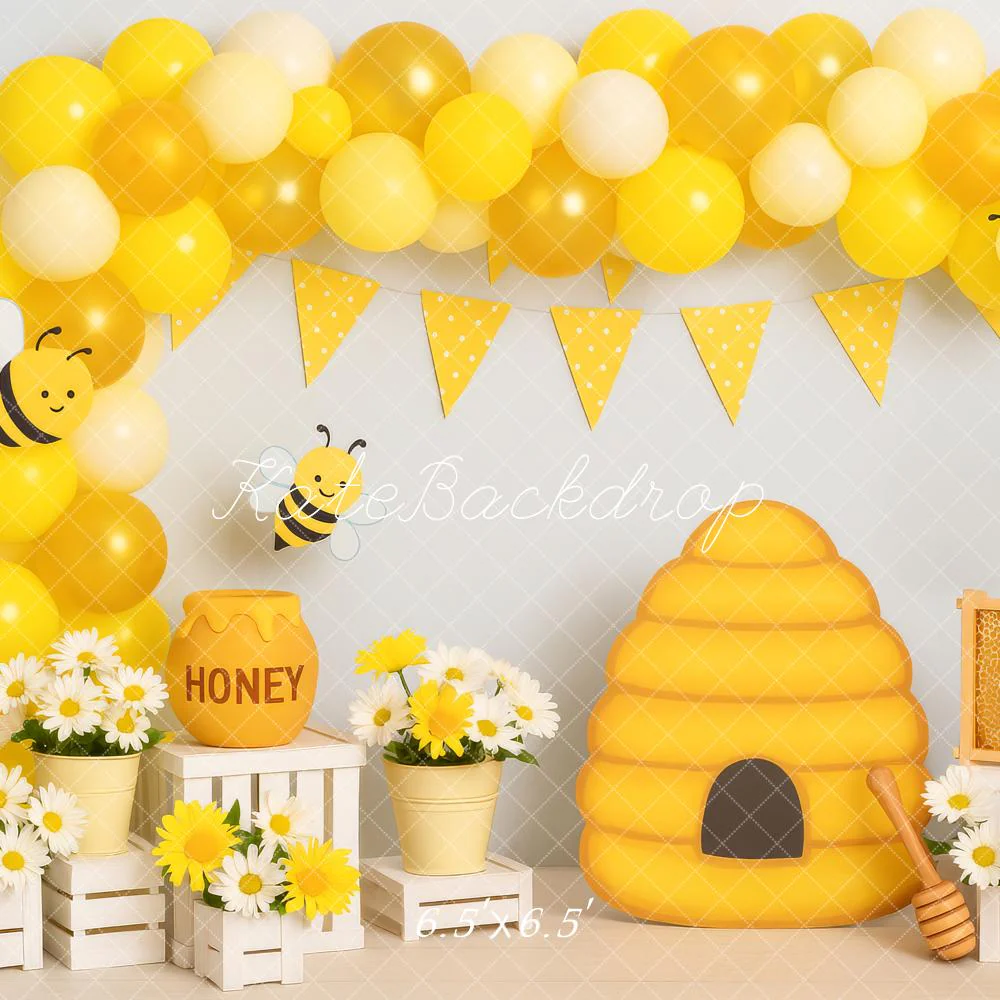 Kate Cake Smash Bee Hive Honeycomb Balloon Backdrop Designed by Patty Robert - Image 4